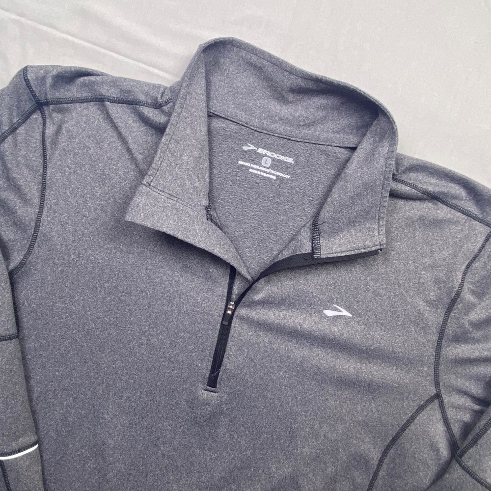 Brooks Running Mens Large Gray‎ Lightweight Quarter Zip Pullover Athletic Top